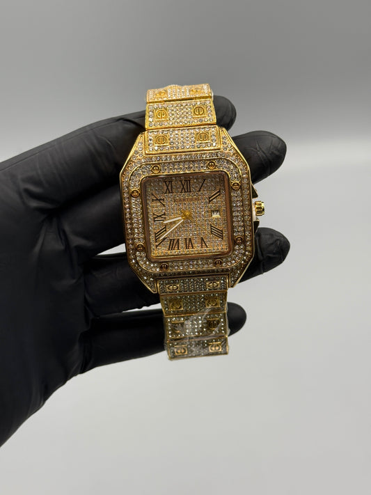 Cartier Iced out Stone Square Watch