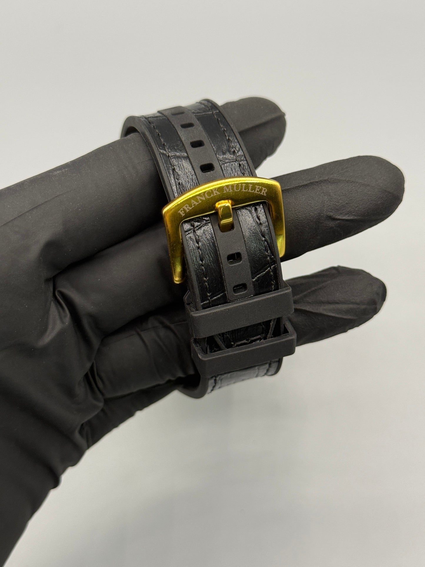Franck Muller Stone Black Leather Strap