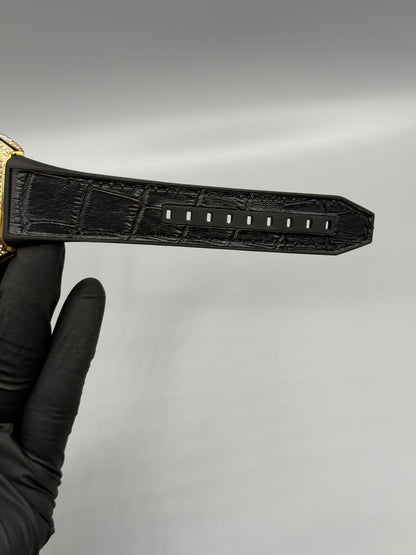 Franck Muller Stone Black Leather Strap