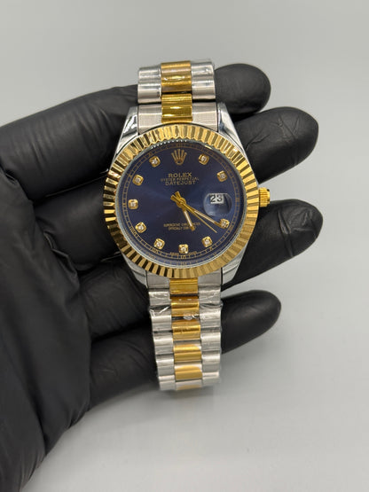 Rolex Oysters Perpetual Date Just Two Tone Blue Dial