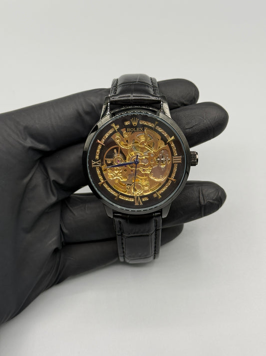 Rolex Automatic Skeleton Leather Strap