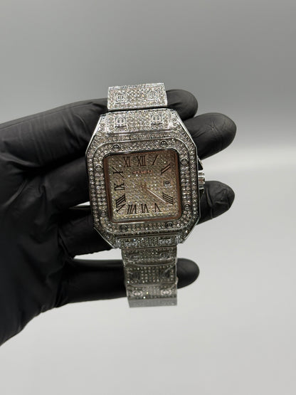 Cartier Iced out Stone Square Watch