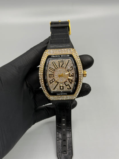 Franck Muller Stone Black Leather Strap
