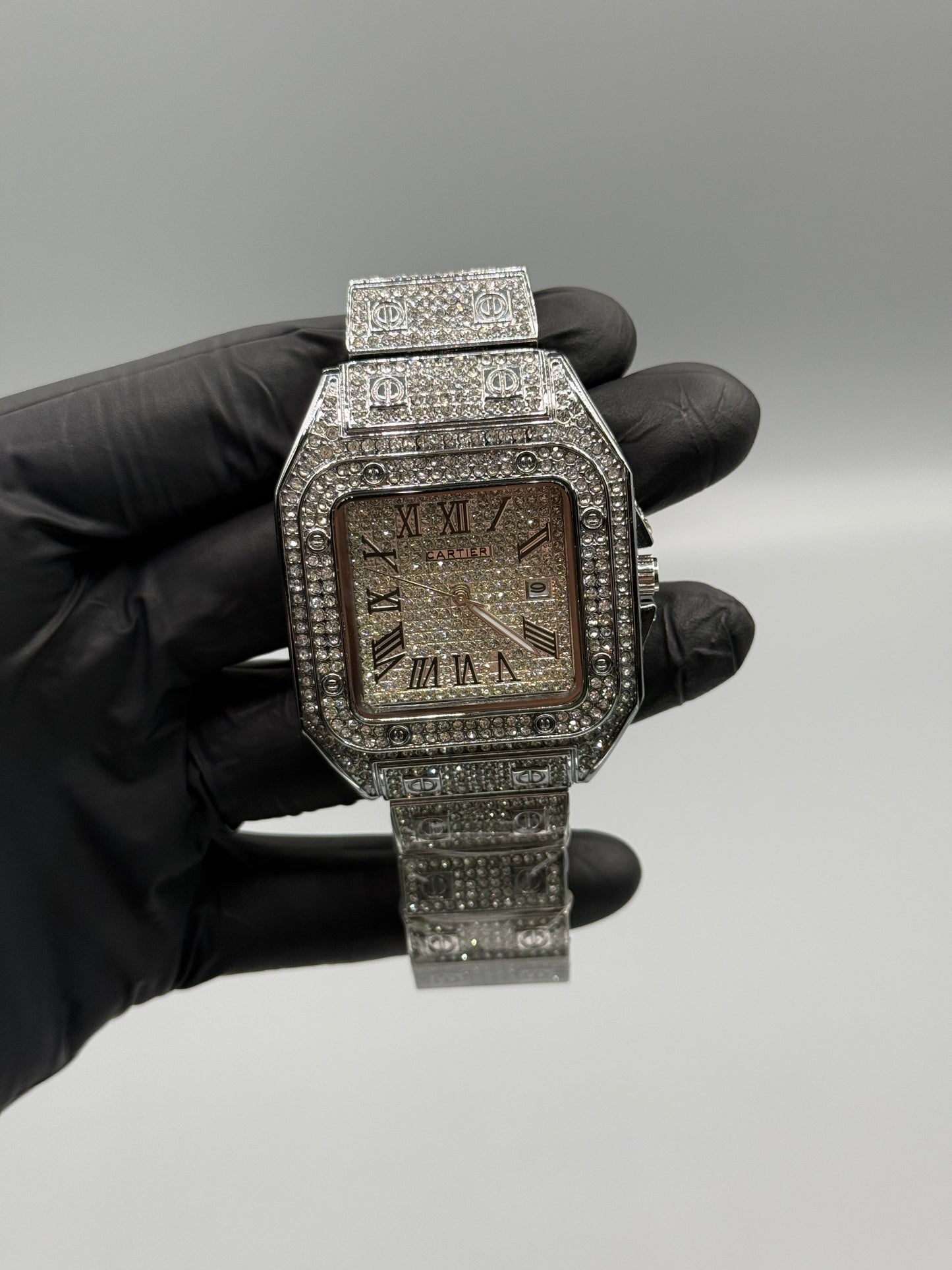 Cartier Iced out Stone Square Watch