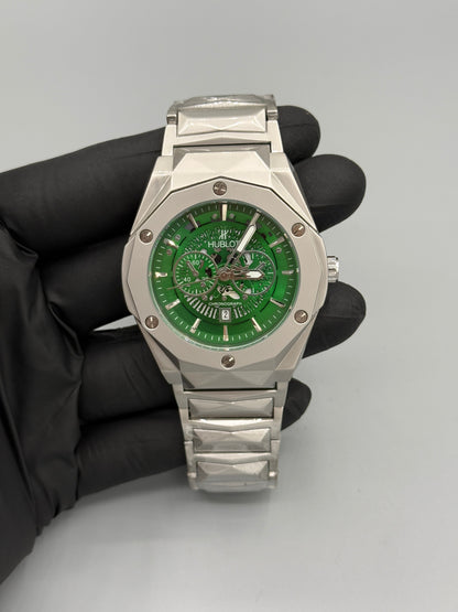 Hublot Diamond Cut Chronograph Style Stainless Steel